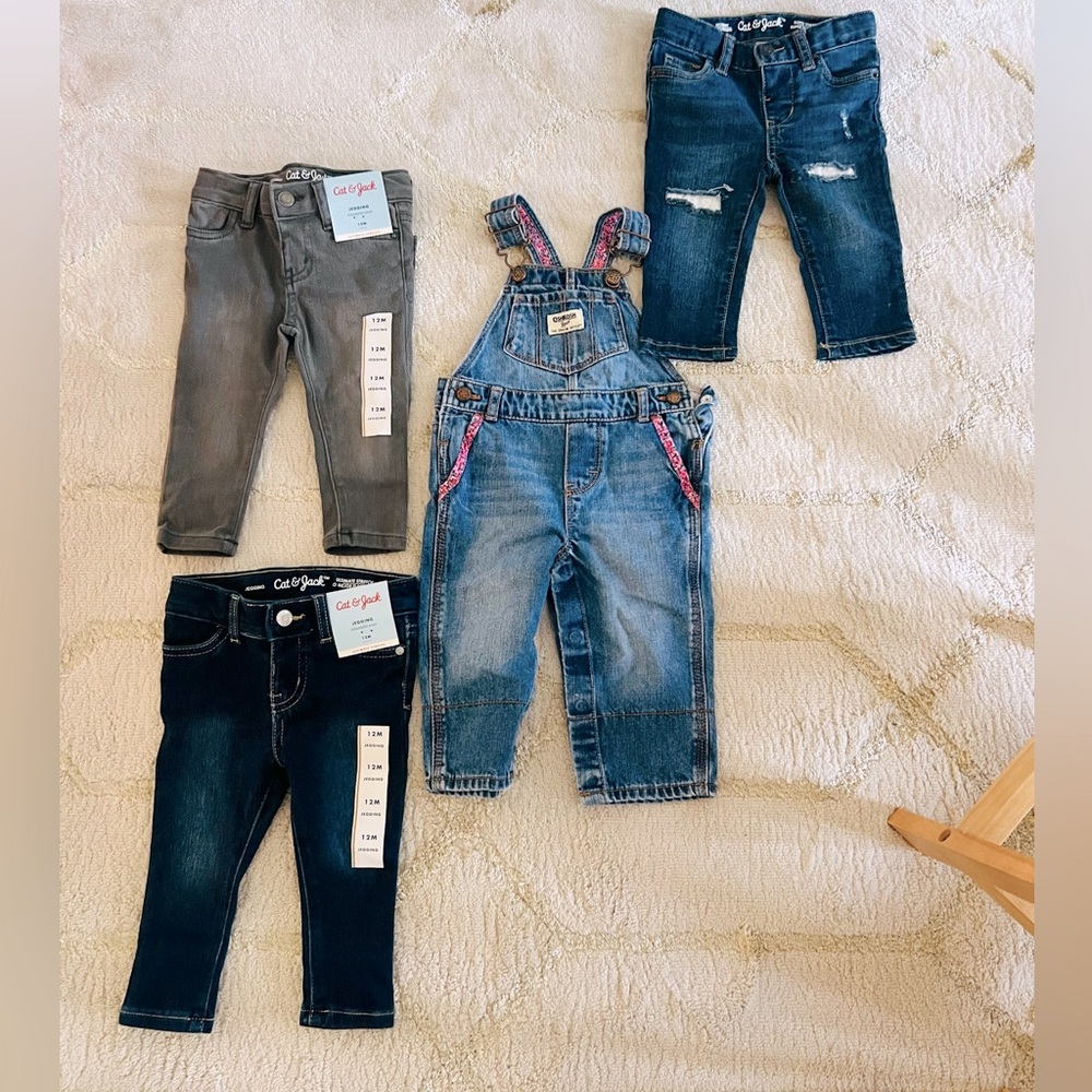 Cat & Jack 12-Month Girl's Bundle New Jeans!!!